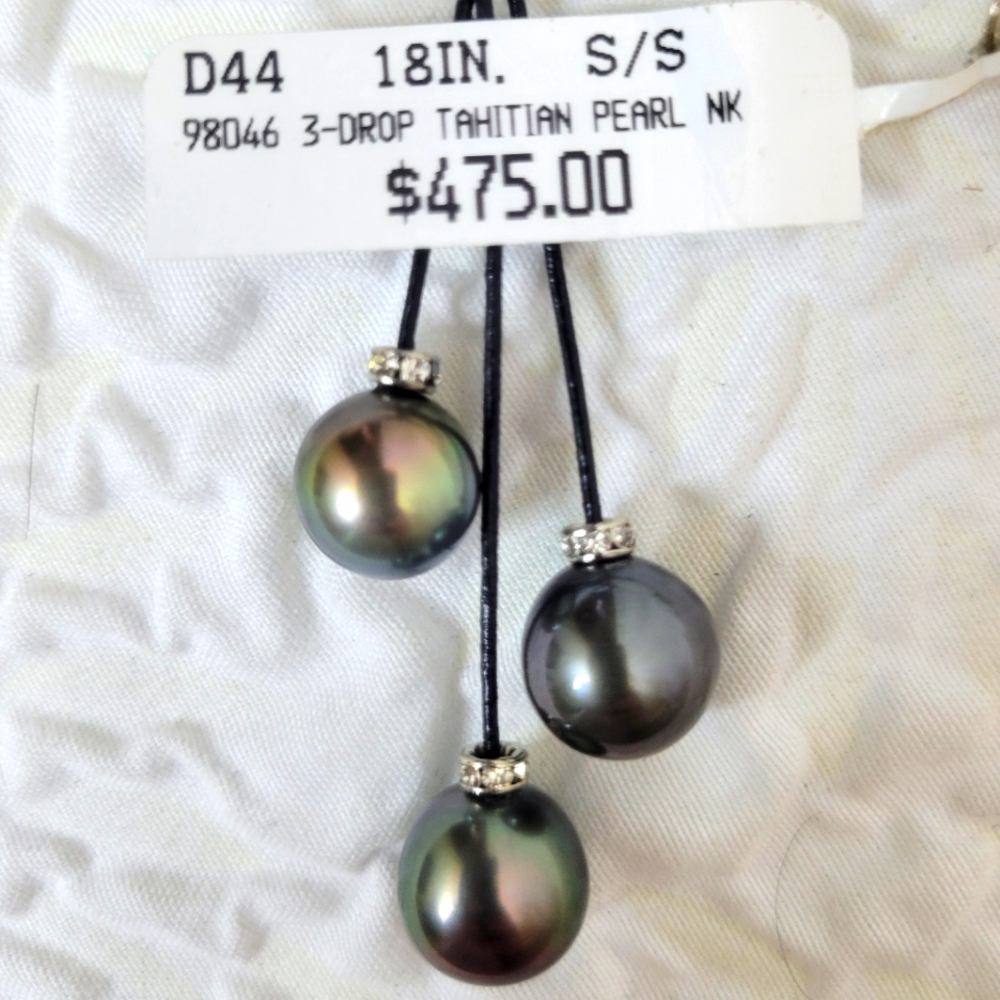 🎋Tahitian Casade Pearl 925 Sterling Silver Leather Necklace - Picture 14 of 14